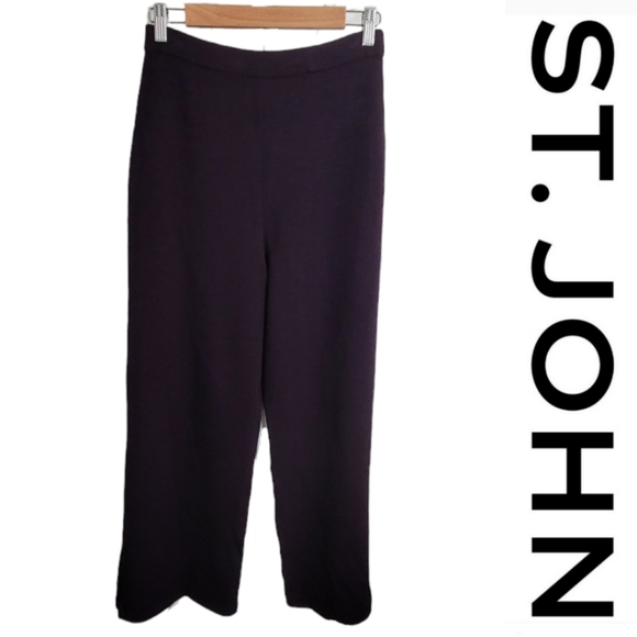 St John Pull On Plum Stretch Santana Knit Pants - Picture 1 of 7
